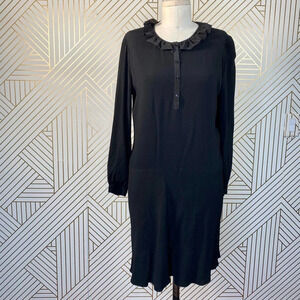Pablo‎ Gerard Darel Black Ruffle Long Sleeve Dress